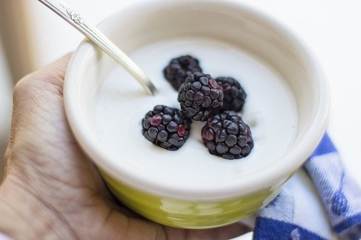 Yogurt in green bowl