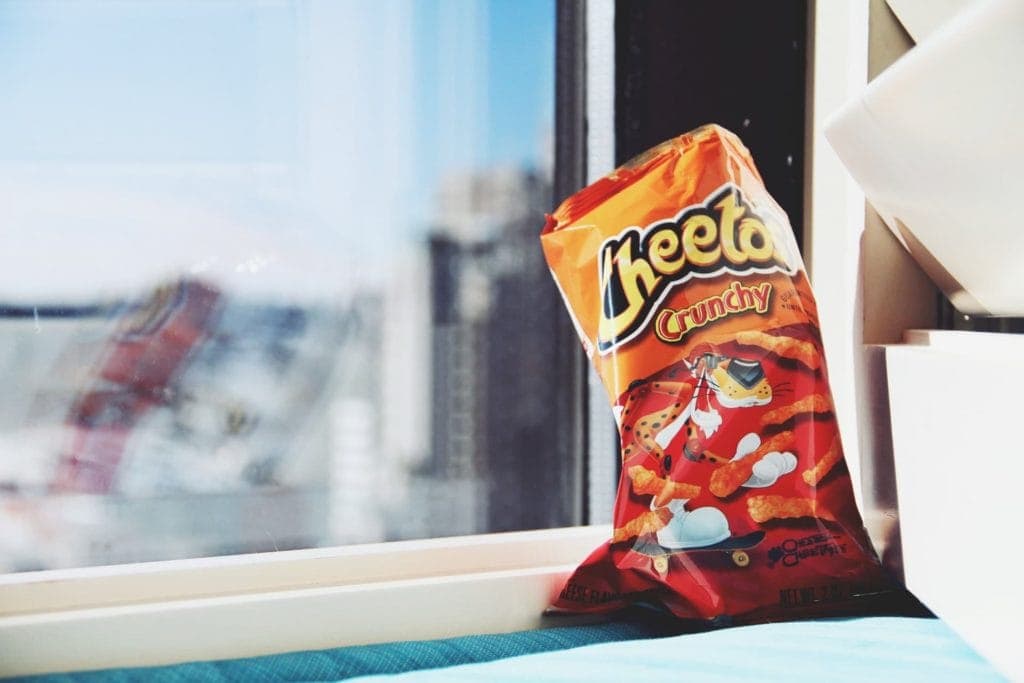 cheetos by the window