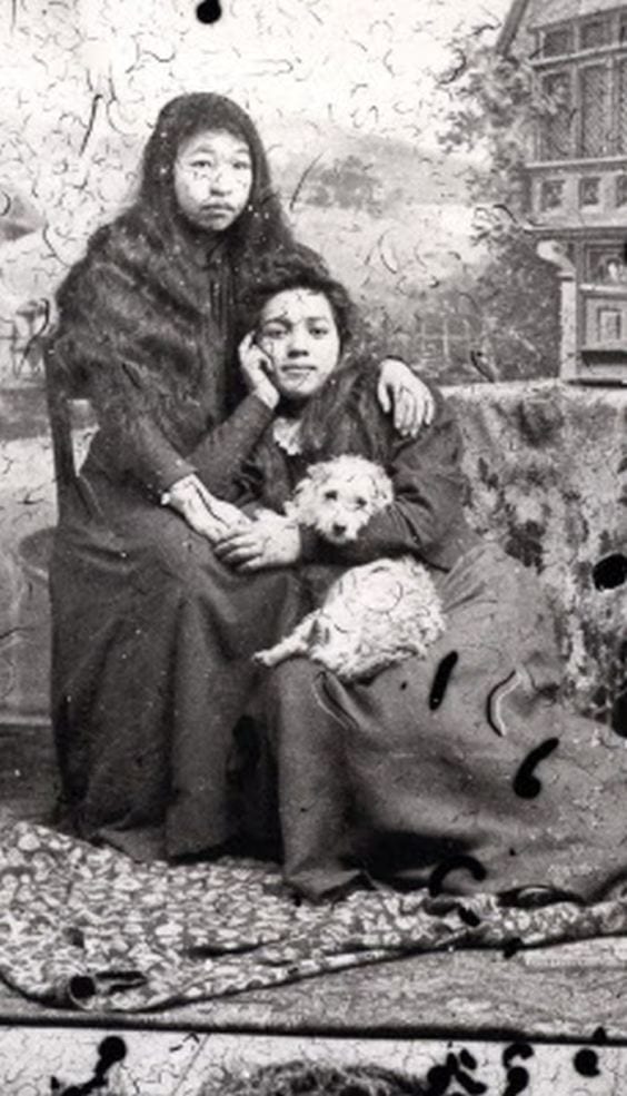girls with salish wool dog