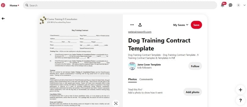 pinterest dog training contract
