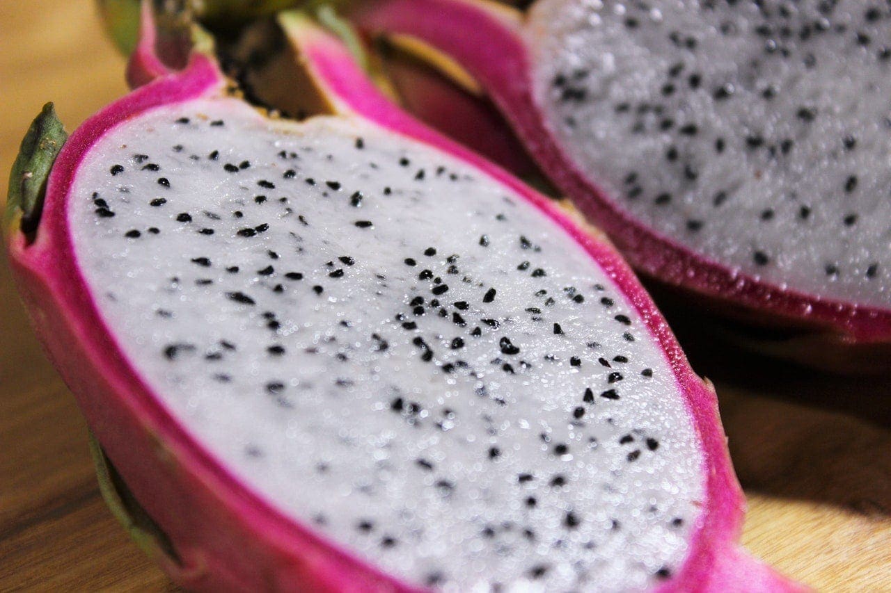 sliced dragon fruit