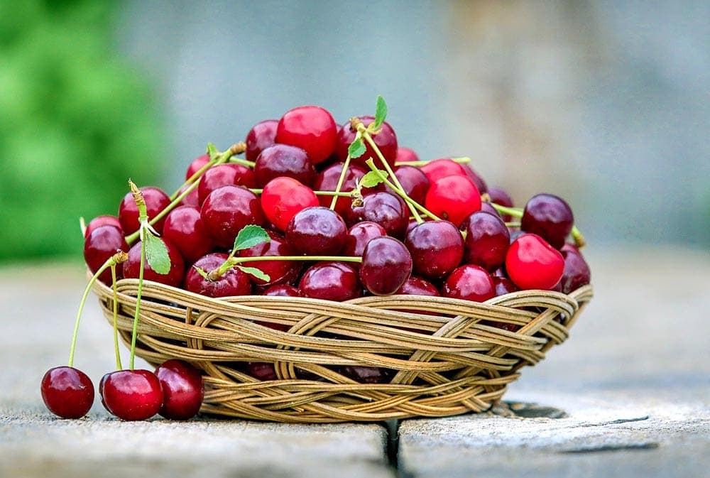 cherries in a basket