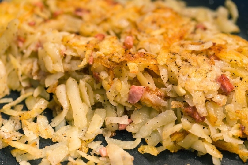 Hash brown in a pan