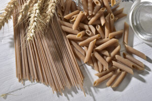 whole wheat pasta semolina on a table