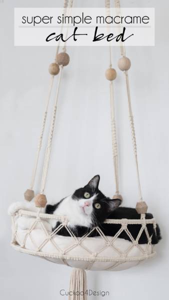 DIY cat bed using macrame cord
