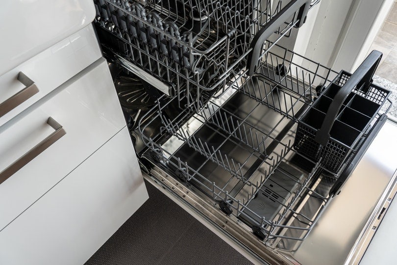 Empty dishwasher with open door