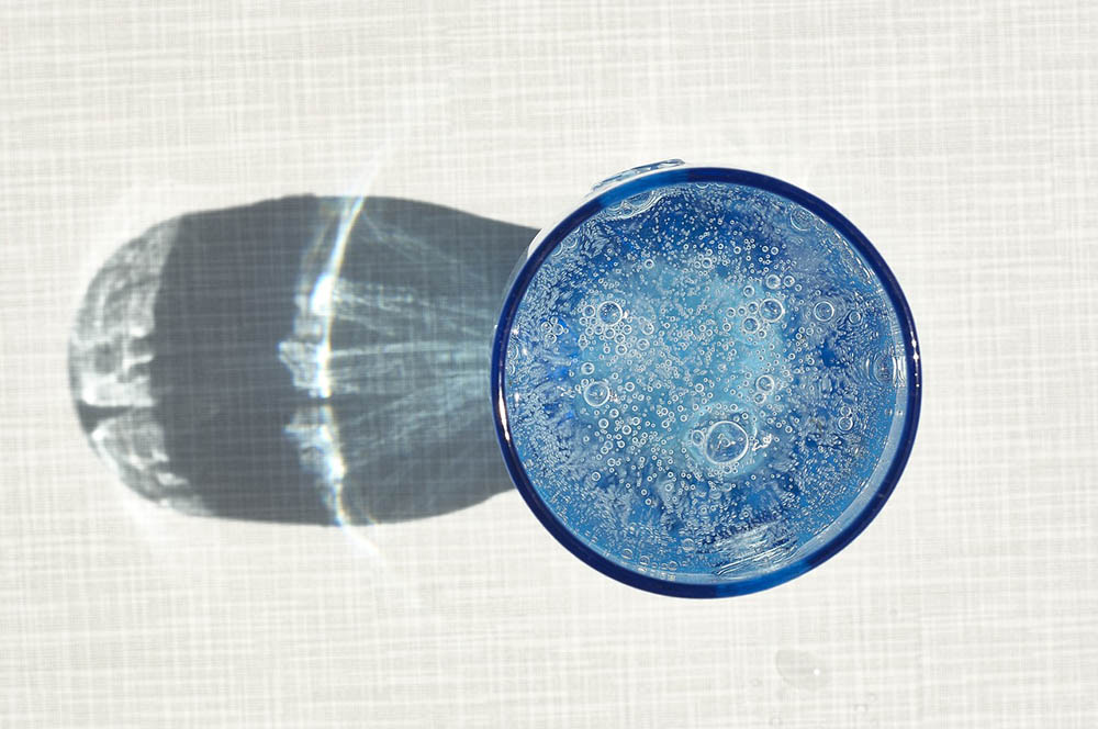 a glass of sparkling water