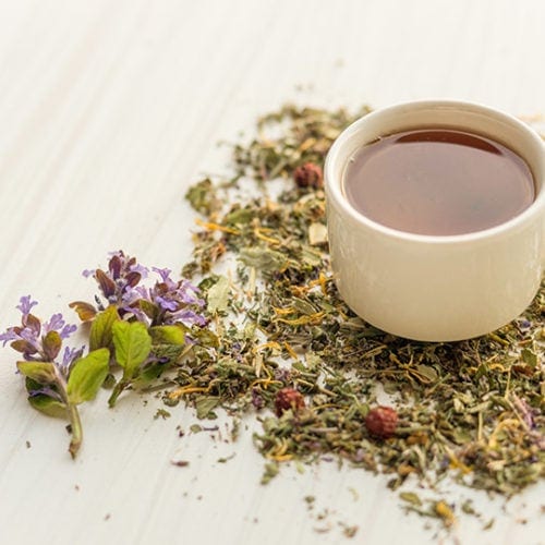 catnip tea with melissa flowers and dried catnips