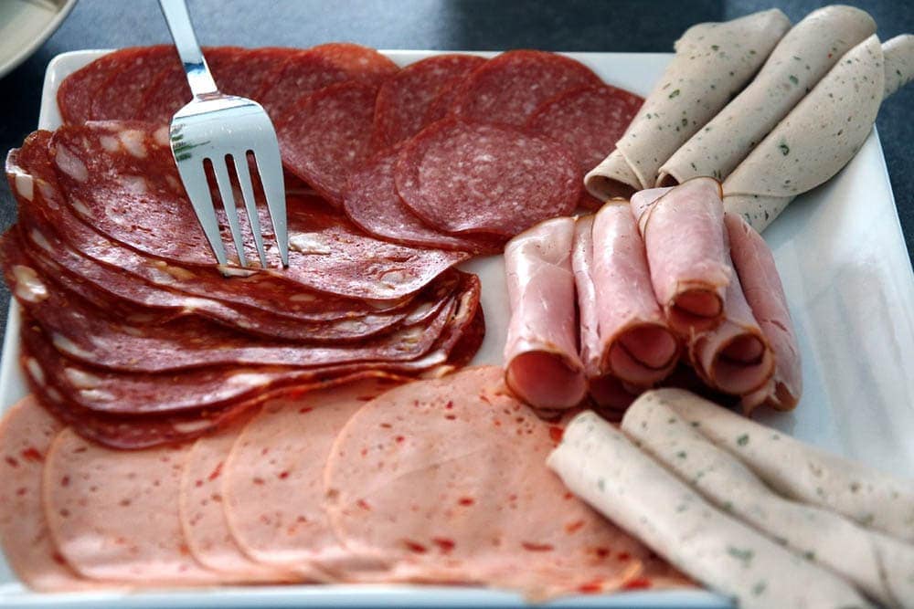 plate full of deli meat