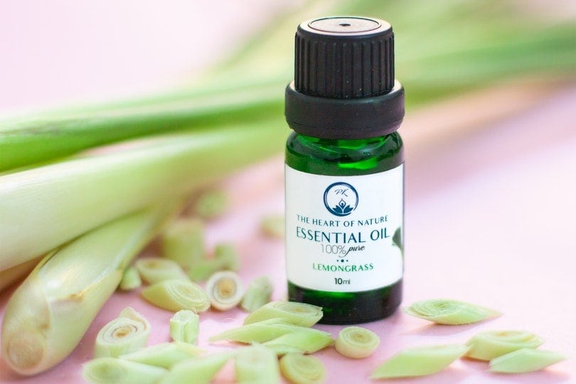 Lemongrass essential oil bottle