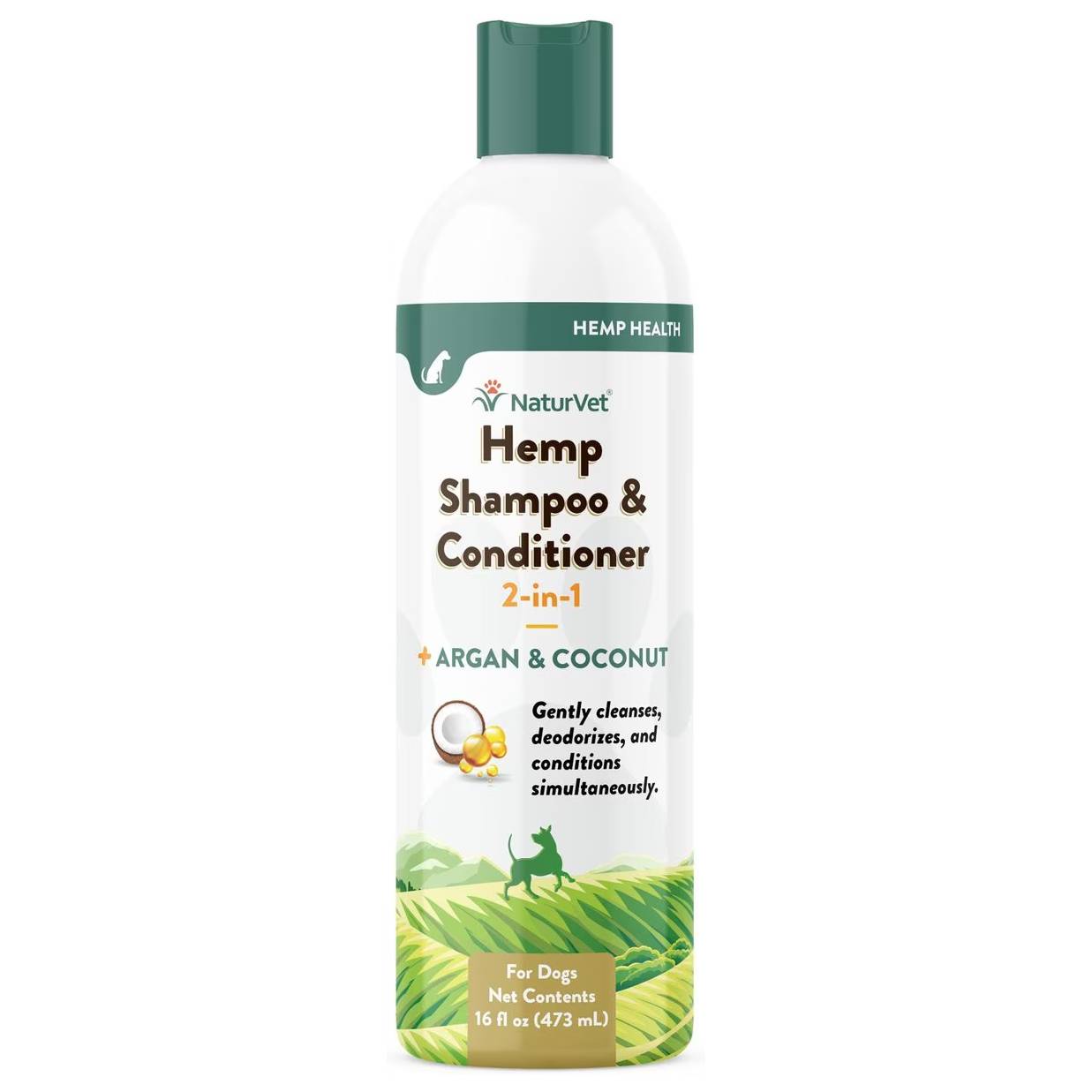 NaturVet Hemp 2-in-1 Dog Shampoo & Conditioner with Argan & Coconut