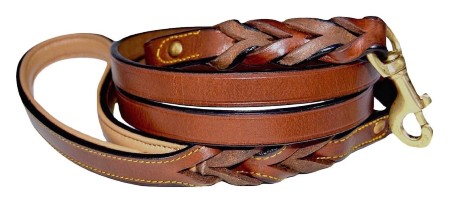 Soft Touch Collars Leather Braided Two-Tone Handle Dog Leash