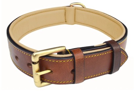 Soft Touch Collars Leather Two-Tone Padded Dog Collar