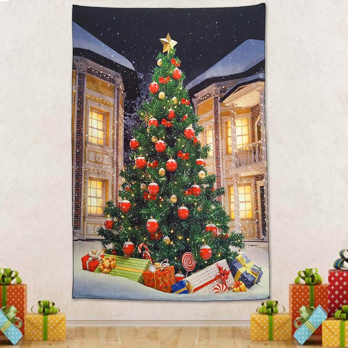 NASKY Christmas Tree Tapestry Wall Hanging