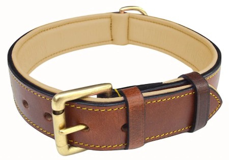 Soft Touch Collars Leather Two-Tone Padded Dog Collar