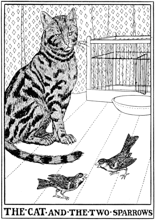 The-Cat-and-the-two-Sparrows_Wikimeadia-Commons