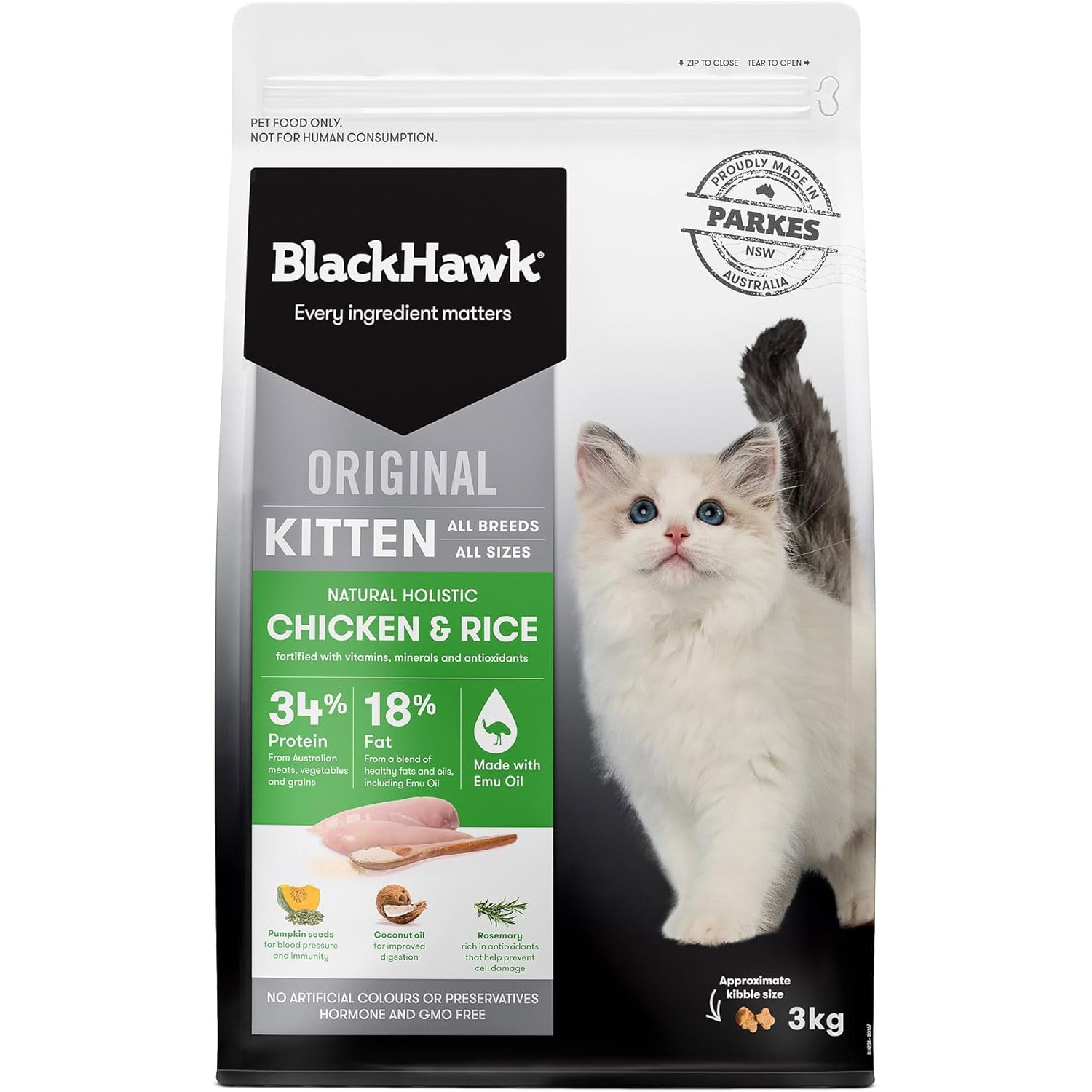 Black Hawk Dry Kitten Food Chicken and Rice