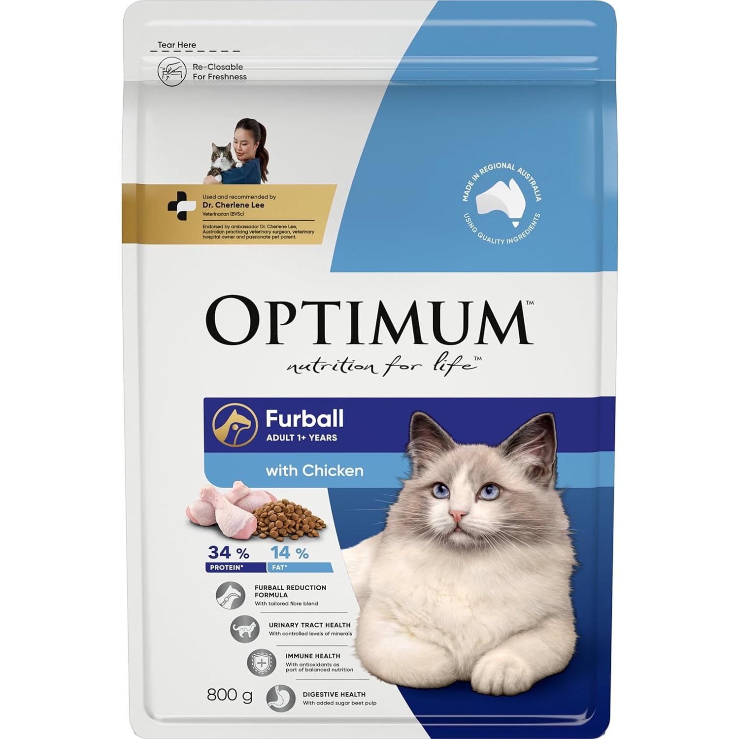 Optimum Furball 1+ Years with Chicken Dry Cat Food