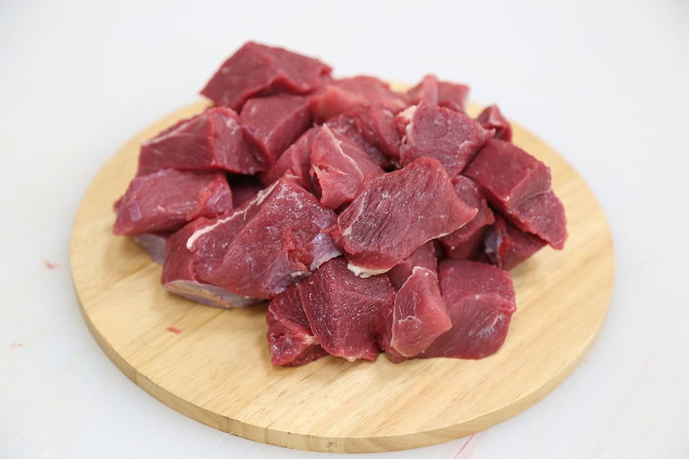 slices of Raw lamb tenderloin