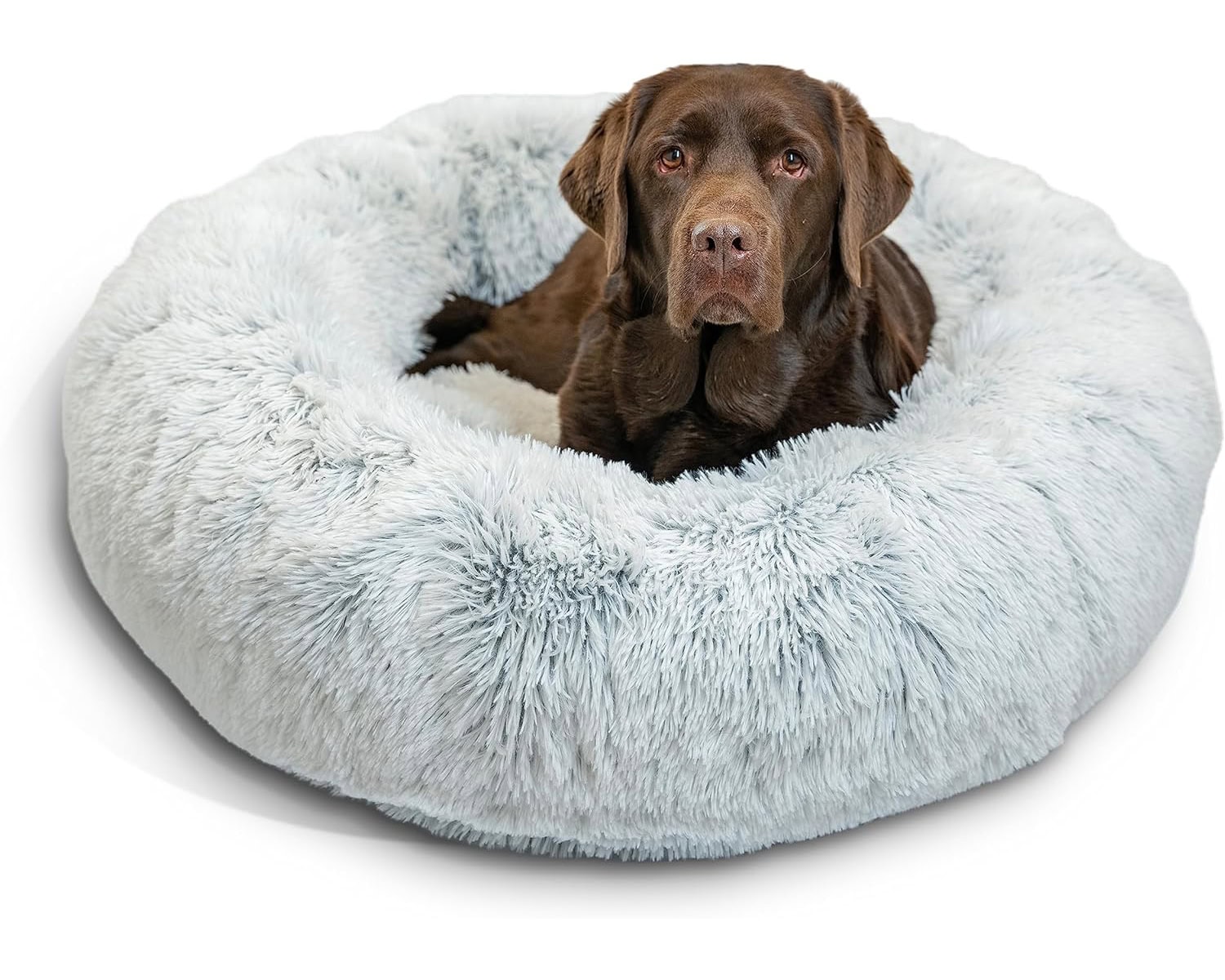 Best Friends by Sheri The Original Calming Donut Cat and Dog Bed in Shag Fur Frost