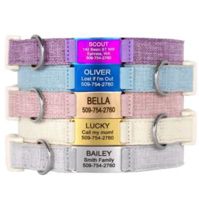 GoTags Cotton Hemp Personalized Dog Collar