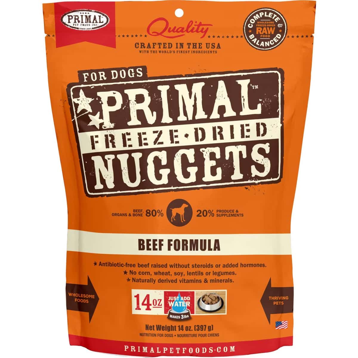 Primal Beef Formula Nuggets Grain-Free Raw Freeze-Dried Dog Food 