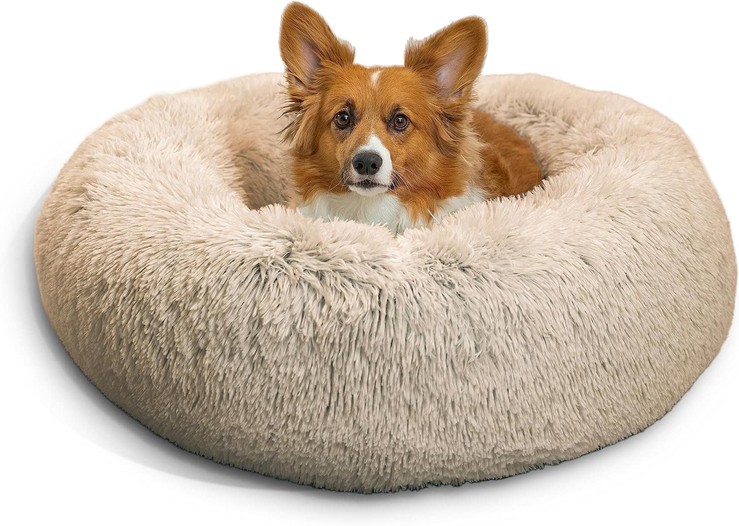Sheri Luxury Shag Fur Donut Cuddler Dog Bed