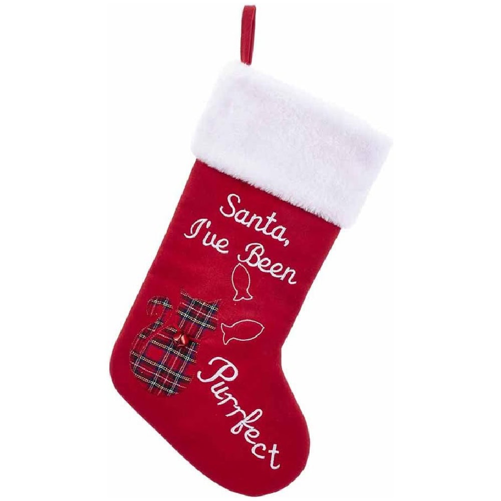 Kurt S. Adler Kurt Adler 19-Inch Red Felt Purrfect Cat Stocking 