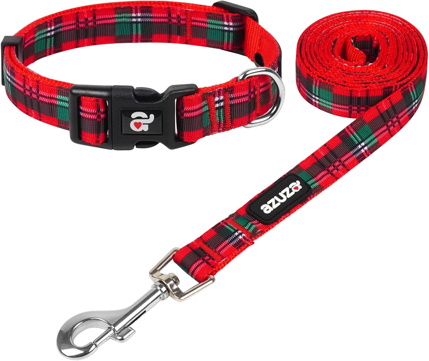 Azuza Matching Christmas Collar and Leash Set