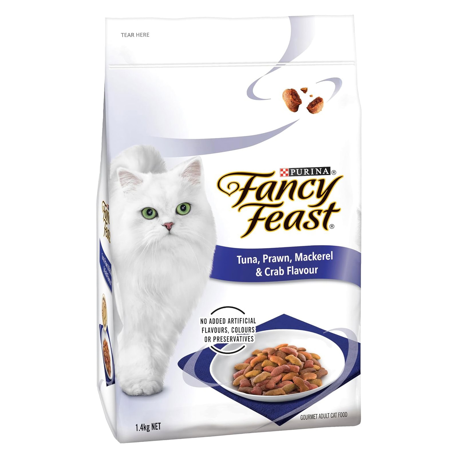 FANCY FEAST Adult Tuna Prawn Mackerel and Crab Flavour Dry Cat Food