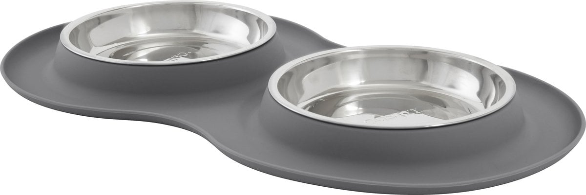Frisco Double Stainless-Steel Cat Bowl with Silicone Mat