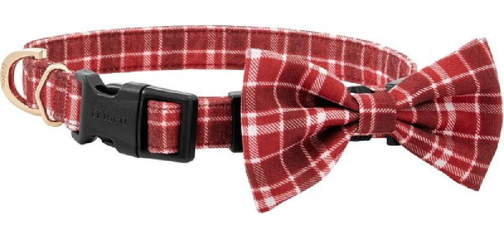 Frisco Festive Plaid Collar with Removable Bow