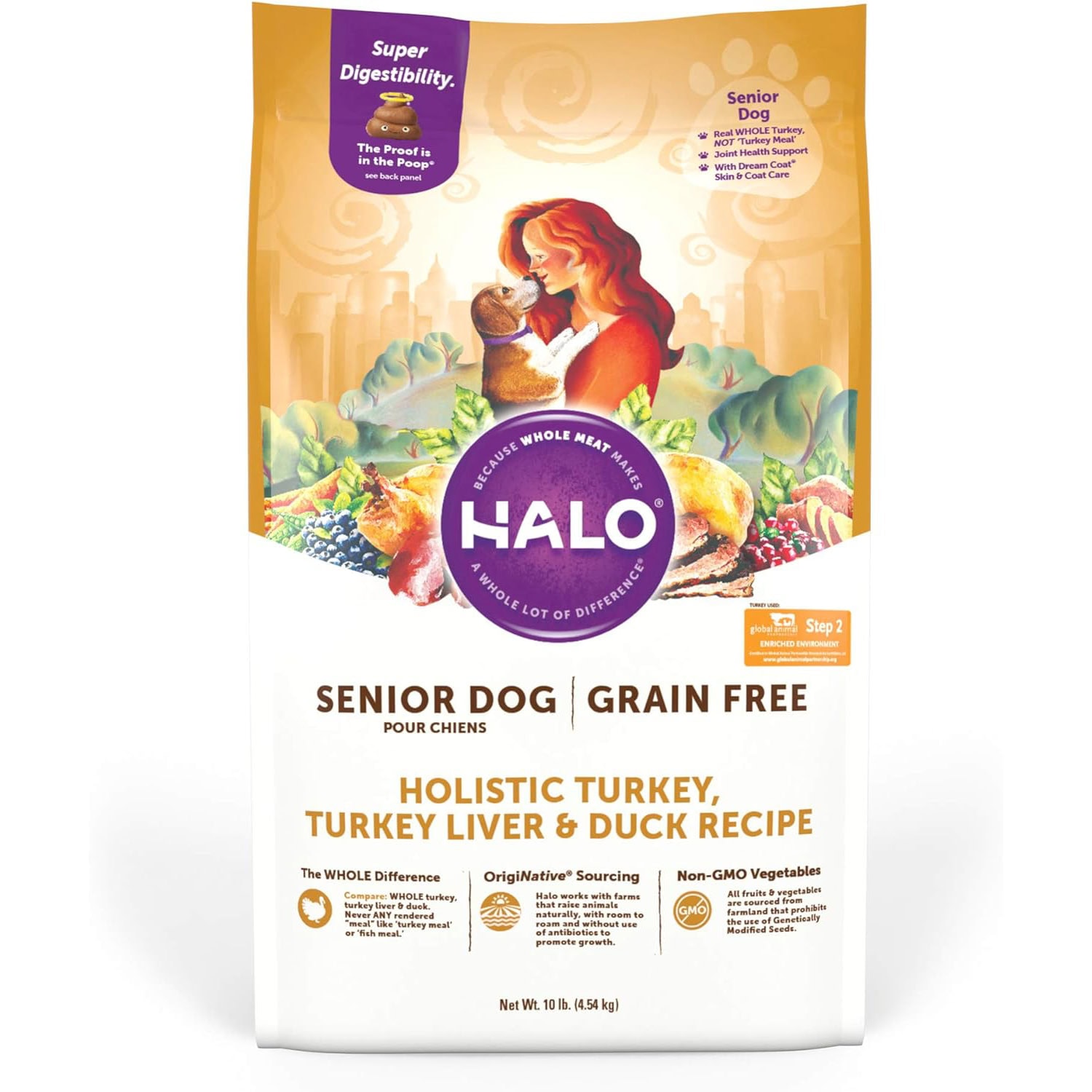Halo Senior Dog Turkey Turkey Liver and Duck Dry Dog Food 