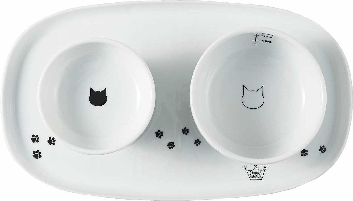 Necoichi Double Dining Tray Set & Elevated Cat Bowls