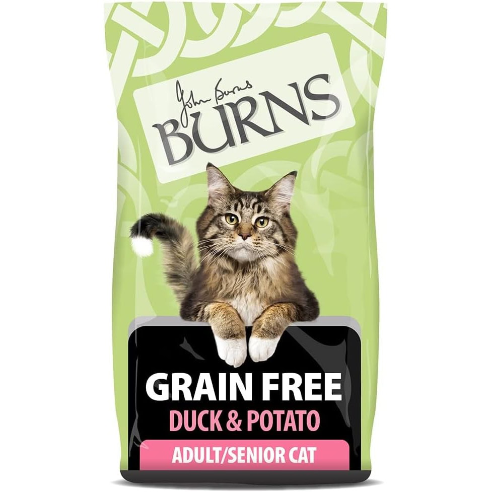 Burns Pet Nutrition Complete Dry Cat Food Adult and Senior Cat Grain Free Duck and Potato