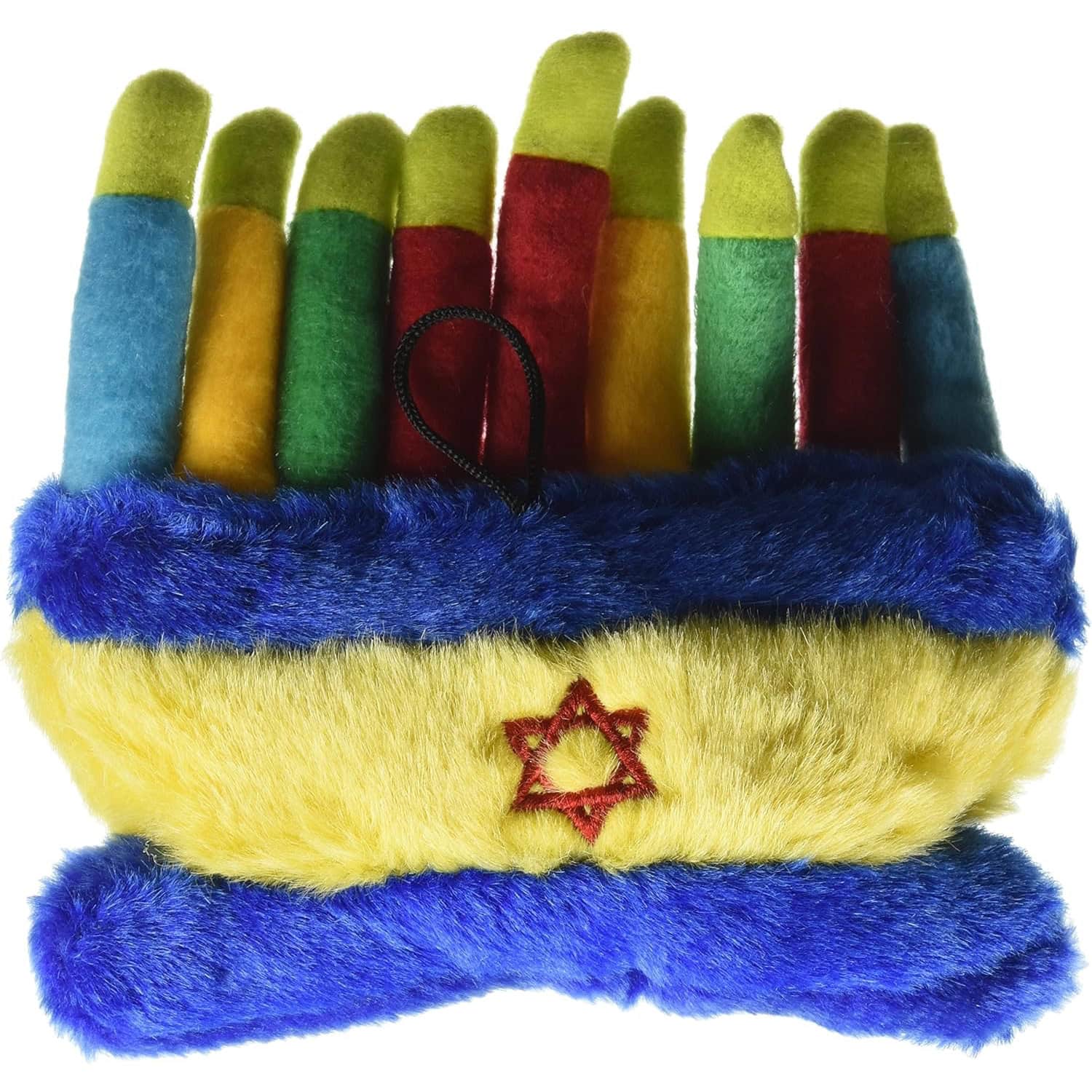 Copa Judaica Chewish Treat Hanukkah Menorah Squeaker Plush Dog Toy