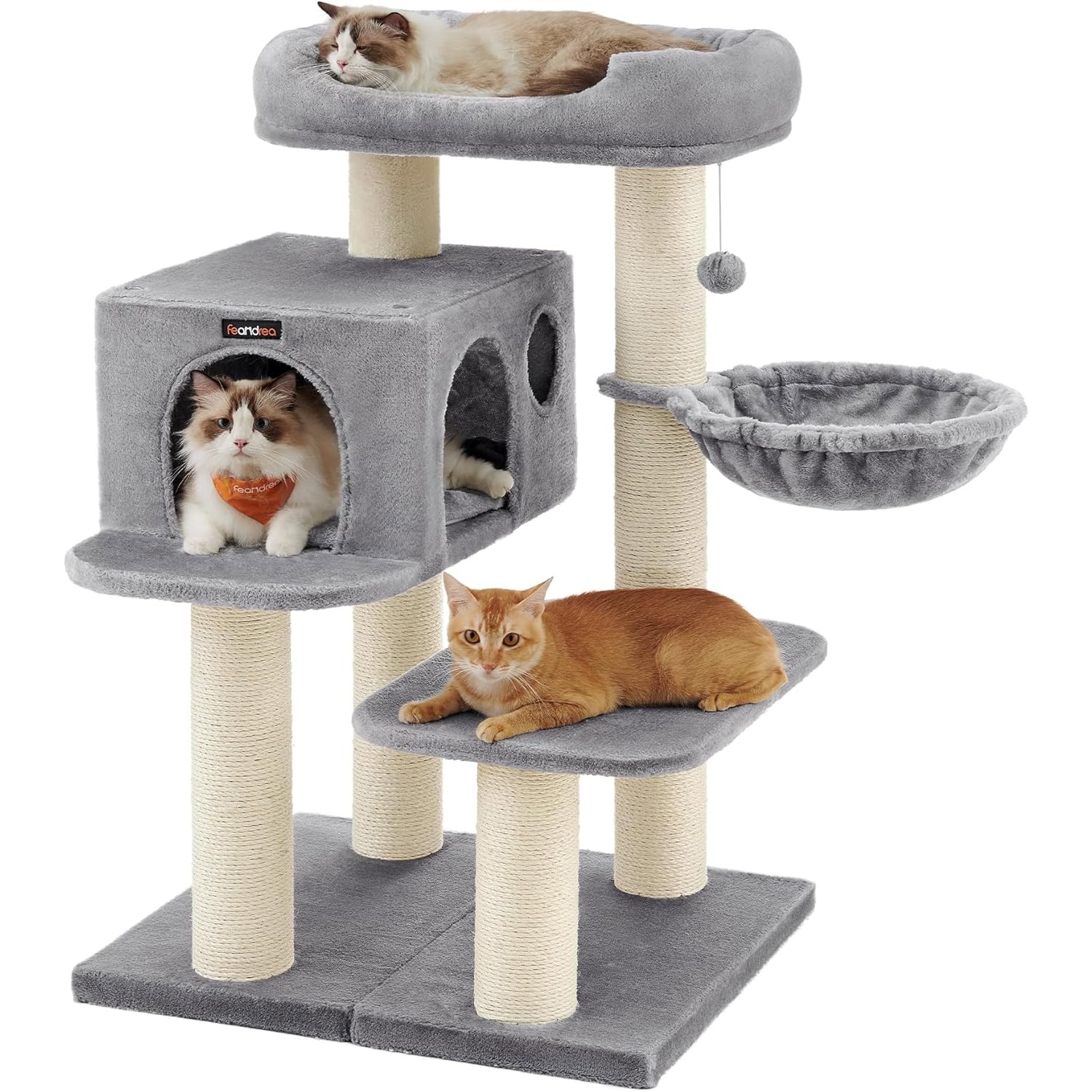 FEANDREA Cat Tower with XXL Plush Perch