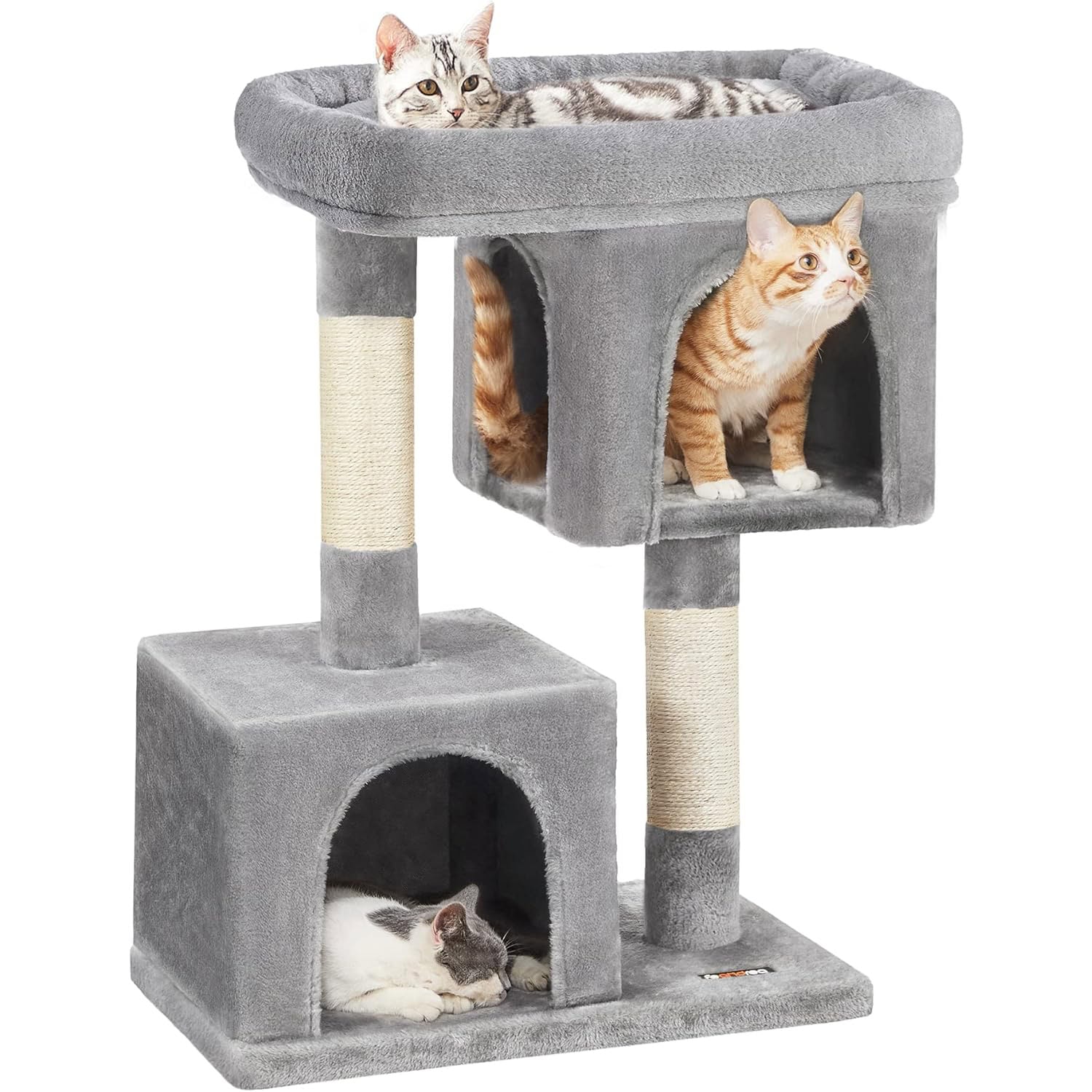 FEANDREA Cat Tree Compact Cat Condo with 2 Caves