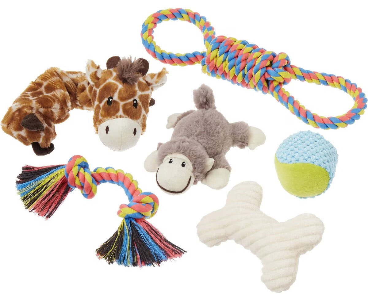 Frisco Jungle Pals Plush & Rope Variety Pack Dog Toy