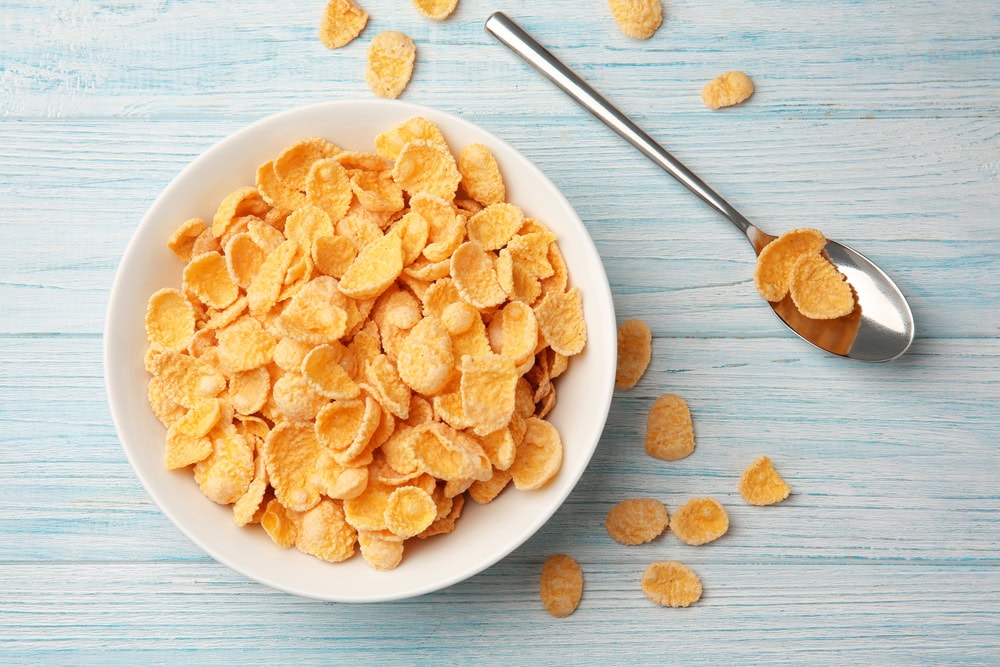 corn flakes on a white plate