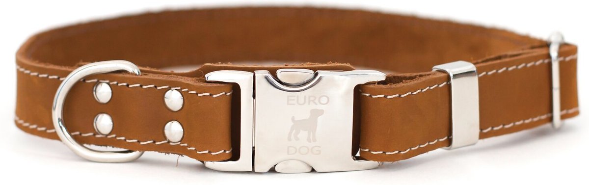 Euro-Dog Quick Release Leather Dog Collar