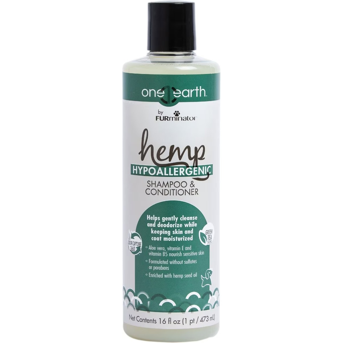 FURminator One Earth Hemp Hypoallergenic Green Tea Scented 2-in-1 Dog Shampoo & Conditioner