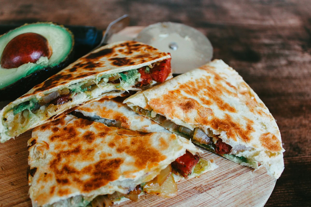 Quesadilla with avocado on a plate