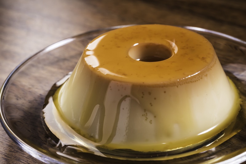 Vanilla pudding on a plate