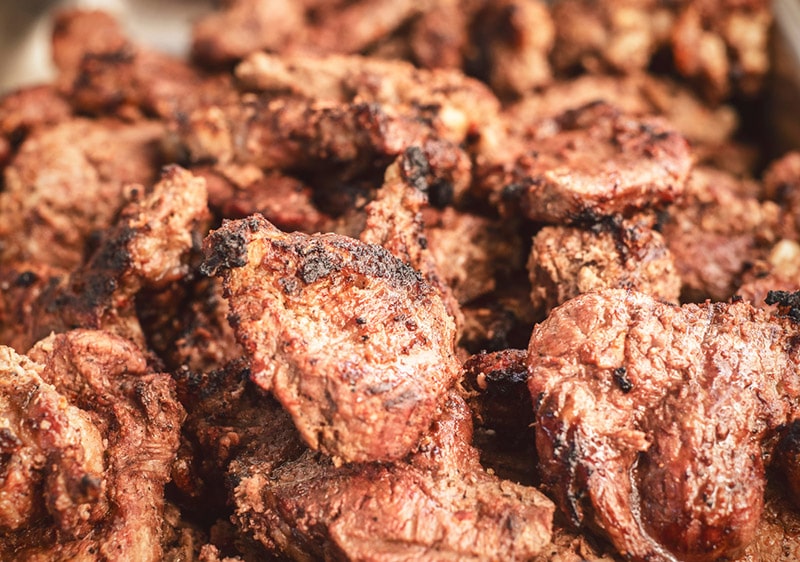 cooked red meat