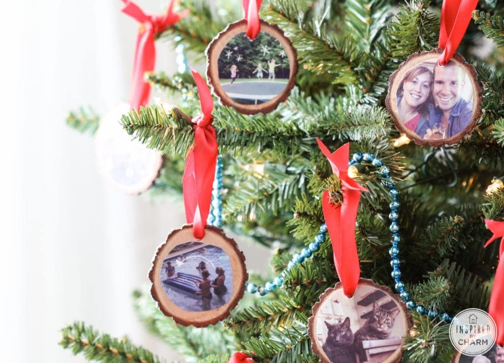 DIY Wood Slice Photo Ornaments