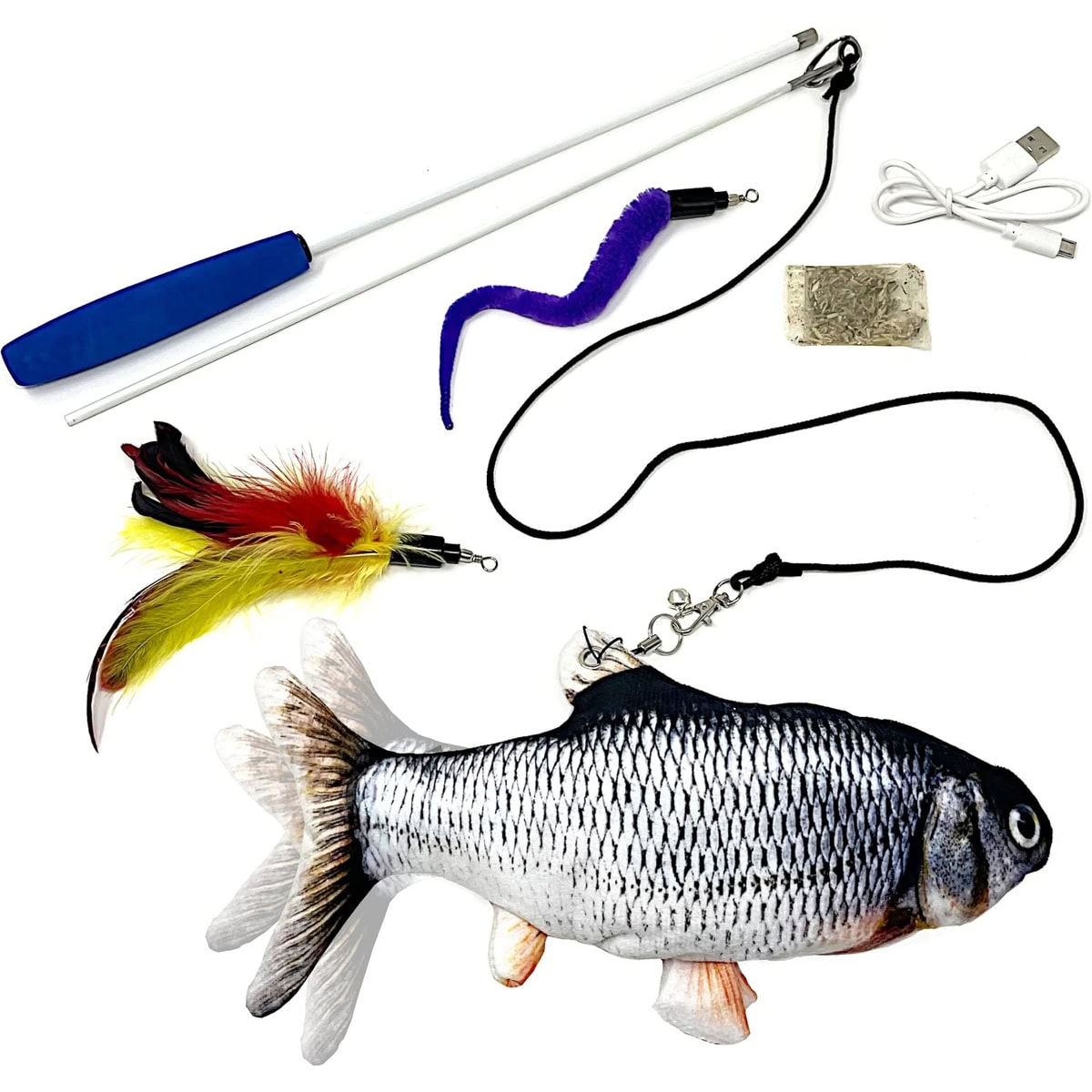 Pet Fit for Life Robotic Floppy Fish & Wand Cat Toy