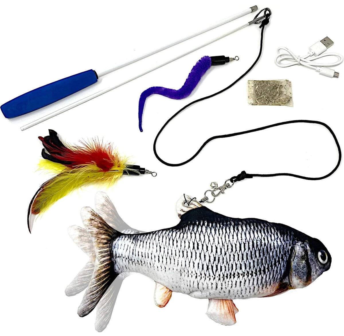 Pet Fit for Life Robotic Floppy Fish & Wand Cat Toy