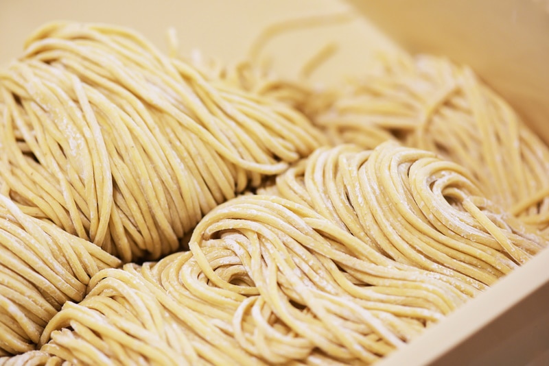 Raw ramen noodles in a platter
