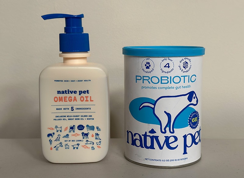 native pet omega oil and probiotic